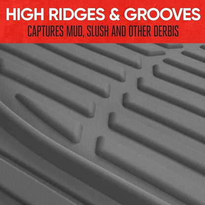 Motor Trend FlexTough Floor Mats for Cars, Gray Deep Dish All-Weather Mats, Waterproof Trim-To Fit Automotive Floor Mats for Trucks SUV, Universal Liner Car Accessories - Image 3