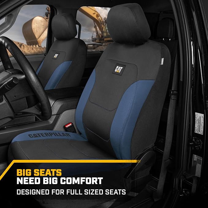 CAT Front Seat Covers for Cars (2-Pack) & 4-Piece Trim to Fit, Heavy Duty Protection, All Weather Floor Mats – Universal Fit, Waterproof Mats, Easy Install, for Trucks, SUVs, Vans, & Car Accessories - Image 4