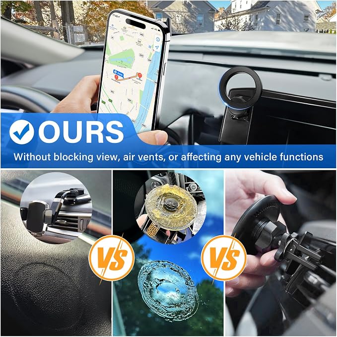 Car Phone Holder for Toyota Camry LE/SE 2025-2026 Accessories 8-inch Screen | Magsafe Strong Magnetic Phone Mount for iPhone, 360° Hands-Free No Air Vent Blockage One-Hand Operation Stable Stand - Image 5