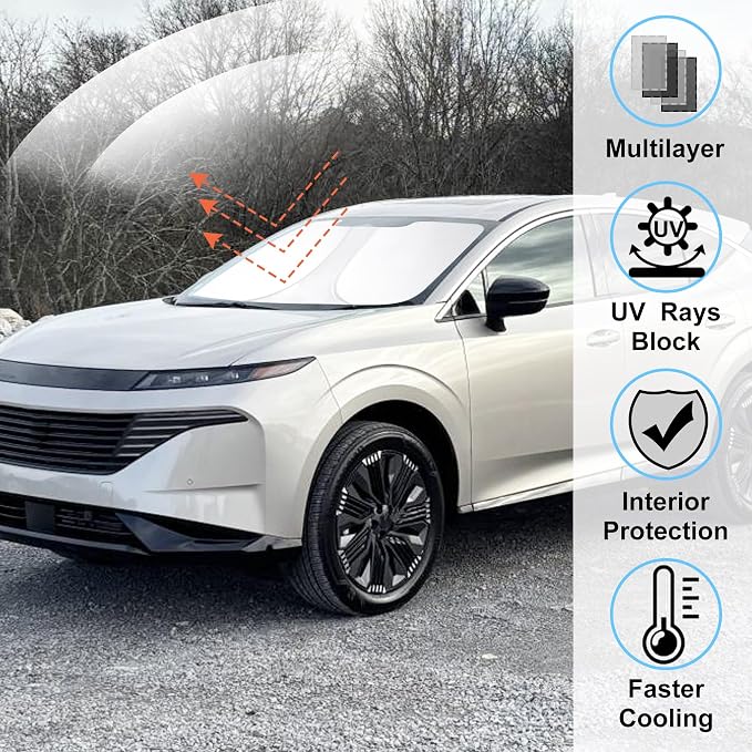 Windshield Sun Shade Sunshade for 2025 2026 Ni-ssan Murano | Full covered for windshield, Foldable & Durable, Block UV Rays, Reduce Heat, Easy to install, Keeps Car Cooler - Image 2