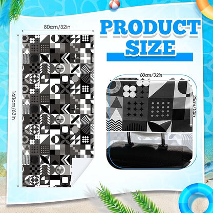 Hahafelt 2 Pack Car Seat Towel Cover with Storage Bag, Black White Abstract | 63 x 32 in Car Towel Seat Cover Non Slip Waterproof, Gym Workout Swimming Running, Machine Washable Sweat Absorbent Protector - Image 2