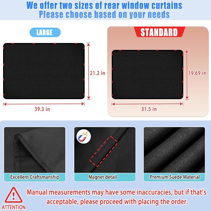 ZATOOTO Car Window Cover for Privacy,Soft Suede for Durable,16.69×31.5in | Stay Cool & UV Protection, For Baby Back Window Sunshade, Light Blocking Sun Shades for Camping Eating and Rest - Image 2