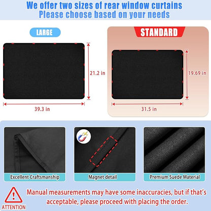 ZATOOTO Car Window Cover for Privacy,Soft Suede for Durable,16.69×31.5in | Stay Cool & UV Protection, For Baby Back Window Sunshade, Light Blocking Sun Shades for Camping Eating and Rest - Image 2