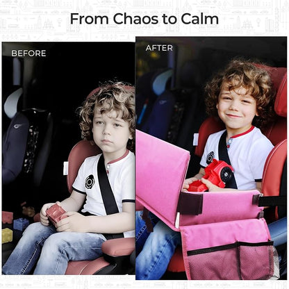 Car Seat Tray for Kids Travel, Carseat Tray for Toddler Road Trip Activities, Car Trays for Kids Road Trip Essentials, Travel Trays for Airplane, Toddler Car Seat Lap Table - Pink - Image 4