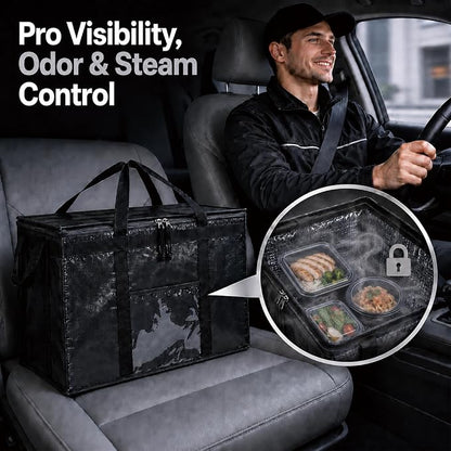 NZ home PRO Large Insulated Food Delivery Bag (2XL, Green, 1 Pack) | Thermal bag, For cold & hot food, Water-resistant, Portable cooler, Soft sided catering tote, Grocery bag with zippered top - Image 4