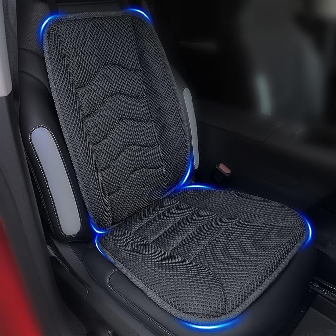 AEROiVi Car Seat Cushion with Back Support Pillow Breathable Mesh Non-Slip | Lumbar Support Car Seat Cushion for Long Sitting Comfort Seat Protector Pad Works with Truck SUV Quick Drying Washable by AEROiVi