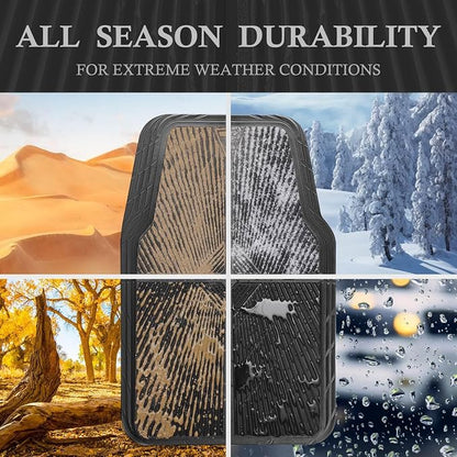 CAR PASS Rubber Floor Mats&Cargo Liner,Waterproof Trucks Mats Heavy Duty,All Weather Trim-to-Fit Automotive Mats for Cars Trucks SUV,Anti-Slip Easy Clean Durable,Full Set 5-Piece,3D Emboss All Black - Image 4