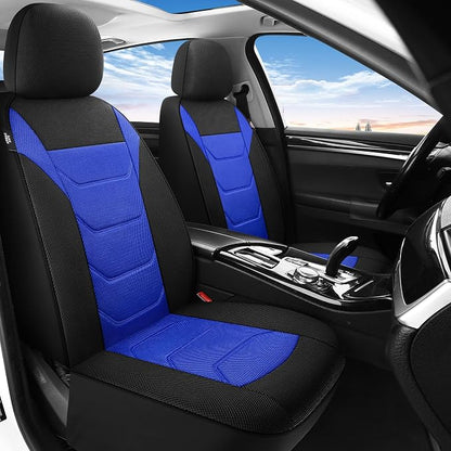 Pariiaotin 3D Air Mesh Car Seat Cover Full Set Washable and Breathable Premium Cloth Automotive Vehicle Seat Covers for Cars Interior, Universal Fit for Most Cars, Sedan, Truck, SUV(Black/Blue) - Image 2