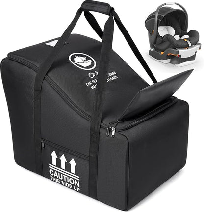 Orzbow Infant Padded Car Seat Bag Fit Carseat and Anti-Rebound Base, Black | Carseat Travel Bag for Airplane Compatible with Nuna Pipa/Graco/Chicco, Side Pocket for Gate Check Baby Essentials by Orzbow-MakeParentingEasier