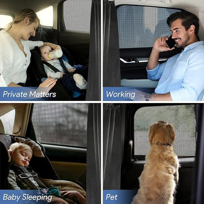 Car Divider Privacy Curtain, Blackout Suede Sun Shade Cover Front & Rear Seat Partition Space Divider Auto Van Truck Interior Accessories for Family Camping Baby Sleeping (Black, Large) - Image 6