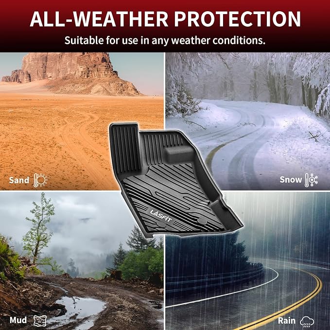 LASFIT Floor Mat for Ford Ranger 2023 2022 2021 2020 Carpet Floor SuperCrew | All Weather Full Coverage Truck Protector, Custom Fit TPE Durable Liners, Easy Clean Anti-Slip for Ranger Trucks - Image 7
