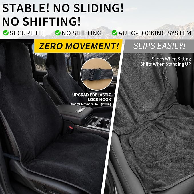 Car Seat Cover Towels Front Seats, Waterproof Sweat Car Seat Towel Protector After Gym Post Workout Athletic, SUV Truck Seat Towel Cover for Running Swimming Beach and Hiking (Black 1Pcs) - Image 6