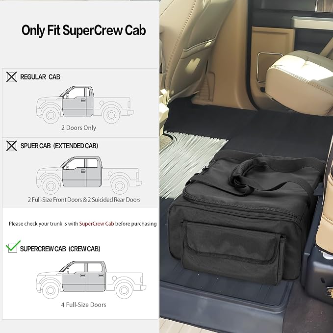 samdew Underseat Storage Bag Fit for SuperCrew Cab, Medium, Bag Only | Truck Under Seat Organizer for Most Full Size Trucks, with 1 Detachable Inner Divider, Anti-Slip Bottom & Multi-pockets - Image 2