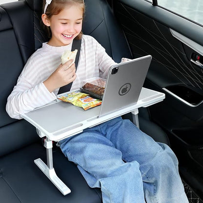 Large Car Seat Tray Table, Foldable Travel Tray for Kids Car Seat, Height Adjustable Car Lap Desk for Laptop Computer Tablet, Rear Seat Food Eating Tray, Car Travel Essentials for Long Trips by DICMKY