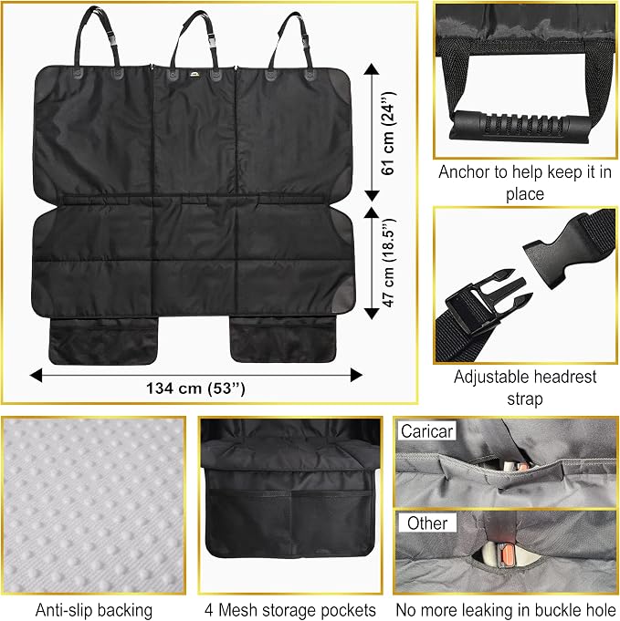 Car Seat Protector, Under Child Car Seats Cover | Waterproof, 3 Functional Rear Belts, Baby Carseat Cushion, Covers Fabric and Leather Seats | 4Pockets Non-Slip Thick Padding - Image 5