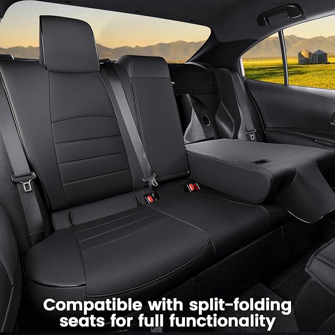 HKZ Fit Corolla Car Seat Cover Full Set for Toyota Corolla 2020-2026 SE,Nightshade & 2020-2022 SE Apex & 2023-2025 XSE & 2025 FX (Sedan-Only) - Faux Leather (Black) - Image 3