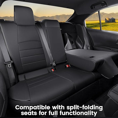 HKZ Fit Corolla Car Seat Cover Full Set for 2019 2020 2021 2022 2023 2024 2025 2026 Toyota Corolla Hatchback All Models - Faux Leather (Black) - Image 3