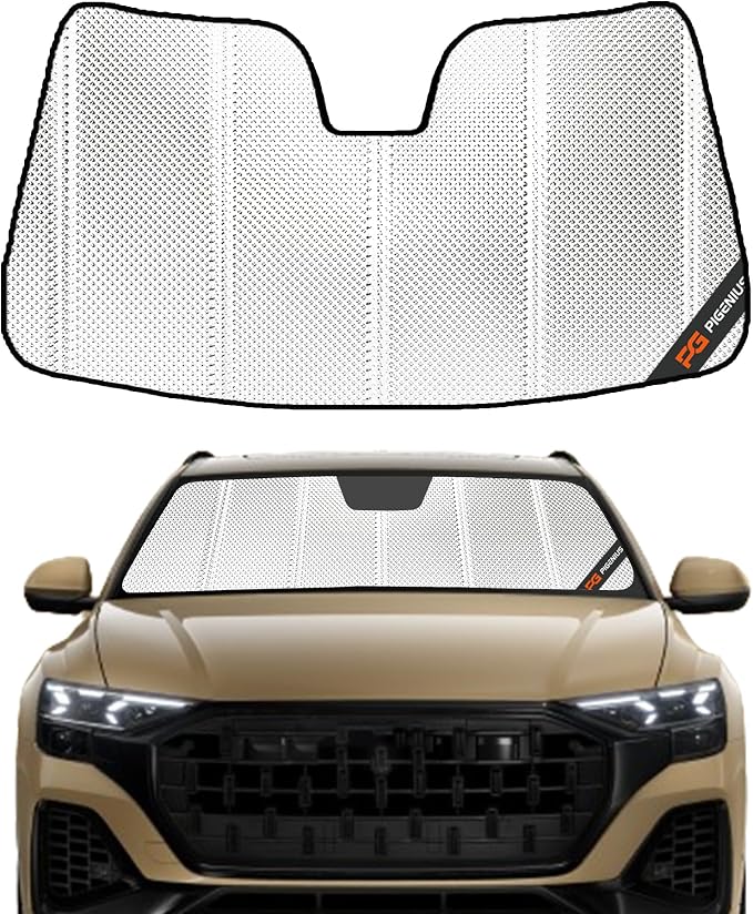 Pigenius Windshield Sun Shade for Audi Q8 2019-2025. Reflective Aluminum Film Front Window Sunshade - BLAZBLOCK by Pigenius