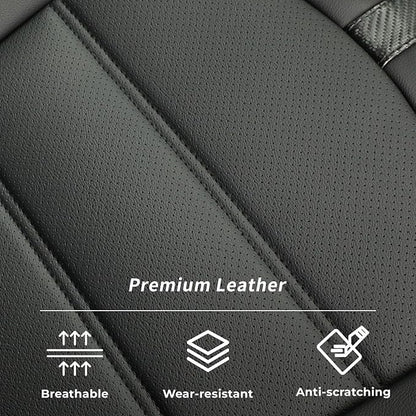 coverdream Wrangler Seat Covers Full Set for Jeep Wrangler 2018-2026 Rubicon,Sport,Sahara,Rear Split Seat w/No Armrest,Fully Covered,Luxury Waterproof Leather Car Seat Protector(Black & Carbon Fiber) - Image 9
