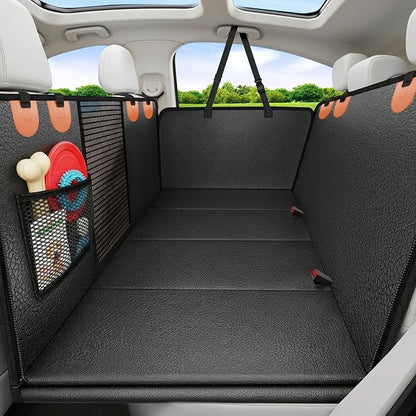 URPOWER PU Leather Hard Bottom Dog Car Seat Cover, Back Seat Extender | 500 lbs Support, 45% More Space, Waterproof, Scratch Resistant, Non-Slip, Mesh Window, Easy Care, Dog Seat Belt Included by URPOWER