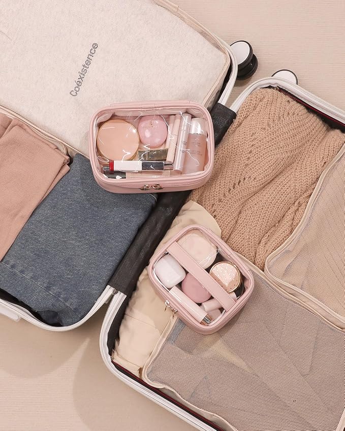 Small Makeup Bag,Clear Make Up Bag Organizer Cute Stuff Pouch Traveling Compact Toiletry Bag Car Bag for Travel Essentials,Pink - Image 7