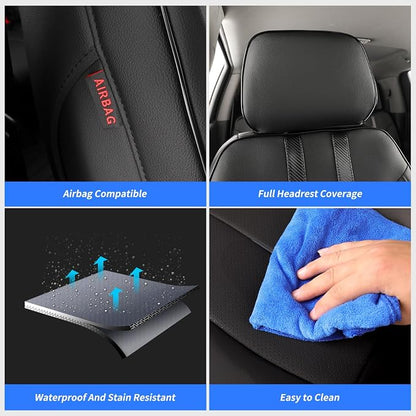 Silverado/Sierra Seat Covers Full Set for 1500(2019-2026) & 2500HD 3500HD(2020-2026)-Regular Cab Pickup,Fully Covered,Waterproof Leather Car Seat Protector(Black) - Image 6