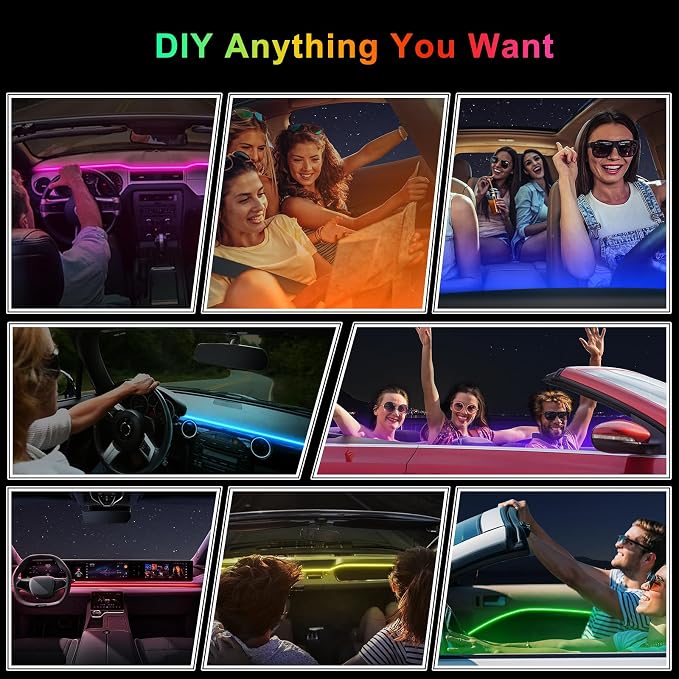 Acrylic Interior Car LED Strip Light with 6mm Sewing Edge - 43.3 inches Ambient Lighting Kits, Neon LED Strip Light(110CM/43.3IN, Ice Blue) - Image 7