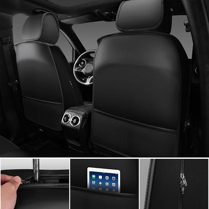 CAR PASS Nappa Leather Car Seat Covers Front Seats, Luxury Seat Protector for Cars, Waterproof Anti-Slip Seat Cushion Armrest Compatible Airbag Universal for SUV Pick-up Truck Automotive, Black Gray - Image 3