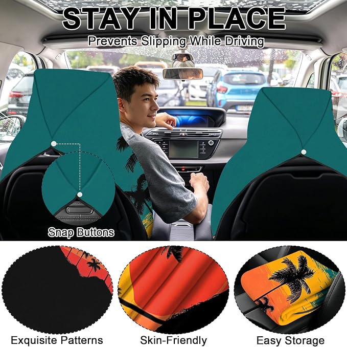 2 Pack Car Towels Seat Cover with Storage Bag, Multifunctional Microfiber Towel for Gym Outdoor Sport Running,Picnic, Beach, Pet Dog Travel,Fits Car SUV Truck (Tropical Sunset) - Image 4