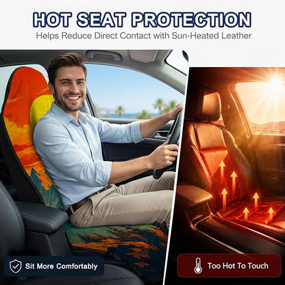 Car Seat Towel Cover 2 Pack for Front Seats, Sweat Absorbent Car Seat Protector with Non-Slip Backing, Waterproof Towel Car Seat Covers for Runners, Gym, Swimming, Beach, Mountain Sunset - Image 5