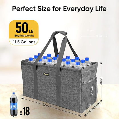 BALEINE Extra Large Utility Tote Bag with Wire Frame for Storage (Gray, 22''x12''x10'') - Image 6