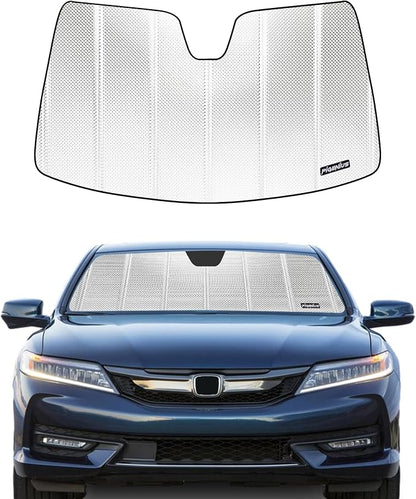 Pigenius Windshield Sun Shade for Honda Accord Coupe 2016-2017 with Automatic High Beams. Reflective Aluminum Film Front Window Sunshade - BLAZBLOCK by Pigenius