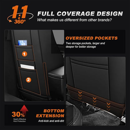 Custom Fit Seat Covers for Toyota RAV4 2013-2018 | Limited XLE SE Platinum Adventure (Not for LE and Hybrid) Full Set Faux LeatherAirbag Compatible Waterproof Black - Image 5