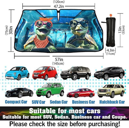 Fun Turtle Driving Windshield Sunshade Umbrella Sea Turtle Umbrella Sun Shade for Car Windshield Upgraded Heat Insulation Sunshades Car Front Window Covers for Trucks Sedan SUV Pickup - Image 7