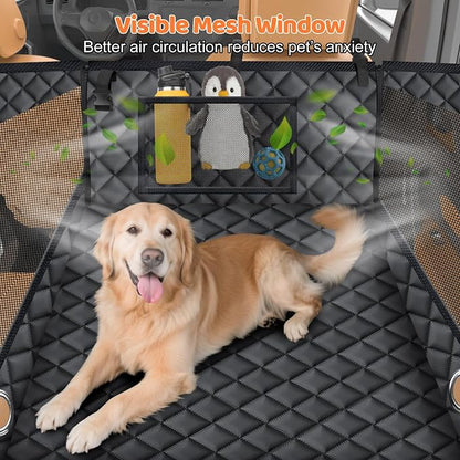 URPOWER Hard Bottom Dog Car Seat for Back Seat, Waterproof Hammock | Passenger-Friendly, Child Seat Compatible, 3-Sided Hard Boards, 200 lbs Support, 40% More Space, Waterproof, Mesh Window - Image 7