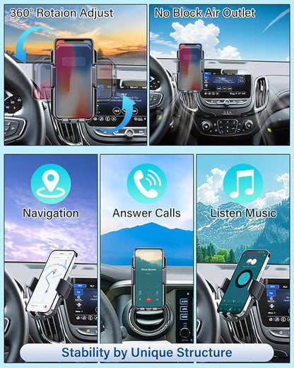 Car Phone Mount for Toyota Tundra 2007 -2013 /Sequoia 2008-2013 Accessories | Custom Air Vent Auto Lock Car Phone Holder for Tundra Fixed Cilp Hands Free 360° Rotation Phone Stand for All Smartphone - Image 8