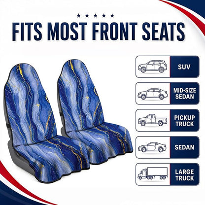 Car Seat Towel Cover 2 Pack for Front Seats, Sweat Absorbent Car Seat Protector with Non-Slip Backing, Waterproof Towel Car Seat Covers for Runners, Gym, Swimming, Beach, Blue Gold Marble - Image 6