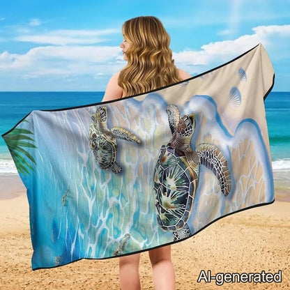 Sea Turtle Car Towel Seat Cover Breathable Car Seat Towel Cover Removable Automotive Accessories Easy to Installation for Cars SUV Trucks - Image 4