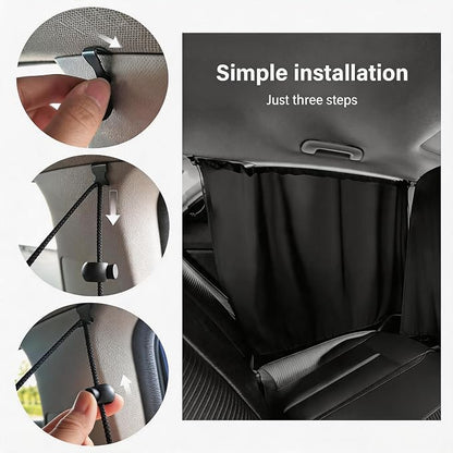 3 Pack Upgraded Car Window Shades Set, 2 Window Sun Shades + 1 Privacy Curtain with Storage Pockets, UV Sun Protection & Privacy Screen (A) - Image 5