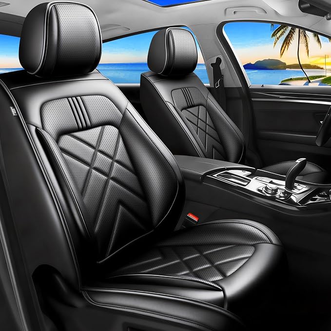 K5 Car Seat Covers Custom Fit for Kia K5 2021-2025 2026, Full Coverage Leather Waterproof Breathable Seat Covers Full Set, Automotive Seat Protectors, Airbag Compatible(5 Seats, Black) by Unknown