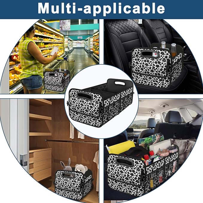 Deosk Trunk Organziers and Storage with Reinforced Handles,Car Accessories for Women/Men 50L Waterproof Polyester Trunk Organzier for Car/SUV/Minivan/Truck(Medium, Cow print) - Image 6