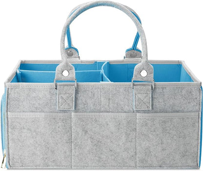 Mr. Pen- Baby Diaper Caddy Organizer, Gray, Blue Inside | Nursery Storage Bin and Car Organizer for Diapers and Baby Wipes by MrPen