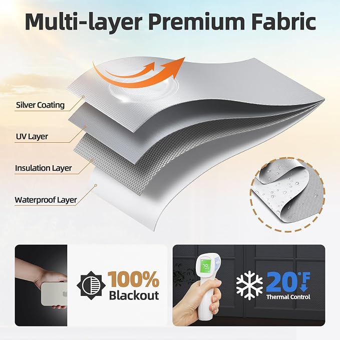 Magnetic Blackout Window Cover Portable 100% Blackout Curtains for Bedroom | 100" x 58" Blackout Blinds no Drill Temporary Blackout Shades Window Film for Media Room Travel Skylight RV- White - Image 5