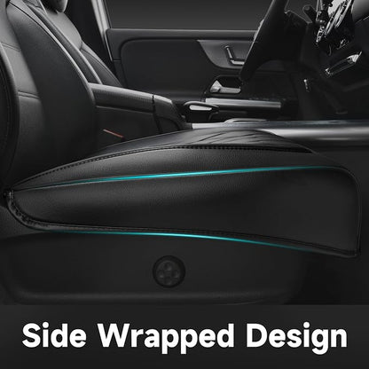 CAR PASS 2 Pack Leather Front Car Seat Covers, Bottom Seat Covers Full Wrapped with Storage Pocket, Anti-Slip Leather Seat Protectors,Waterproof Seat Cushion Pad Universal Fit Sedan SUV Truck, Black - Image 4