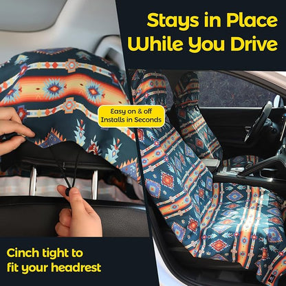 Car Seat Towel Cover, Full-Sized, Sweat Absorbing Towel for Gym - Aztec | Washable quick-dry towel cover protects front seats from sweat and water after gym, workout, running, beach and swimming - Image 4