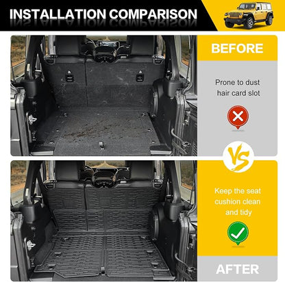 Cargo Mats for 2018-2026 Jeep Wrangler JL Unlimited 4X4 Trunk Mat with Backrest Liner, All Weather TPE Protector Rear Back Seat Mats for 18-26 Wrangler JL 4X4 4 Door Accessories - Image 3