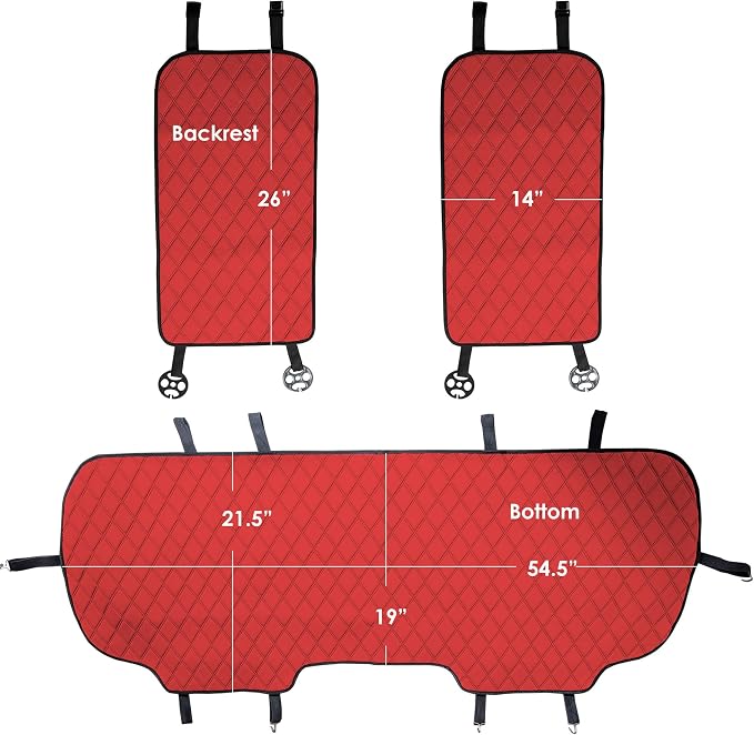 FH Group Car Seat Cushion Rear Set Faux Leather Automotive Seat Cushions - Universal Fit, Rear Car Seat Cushion, Car Seat Cushions With Non-slip Silicone Backing for SUV, Sedan, Van Red - Image 5