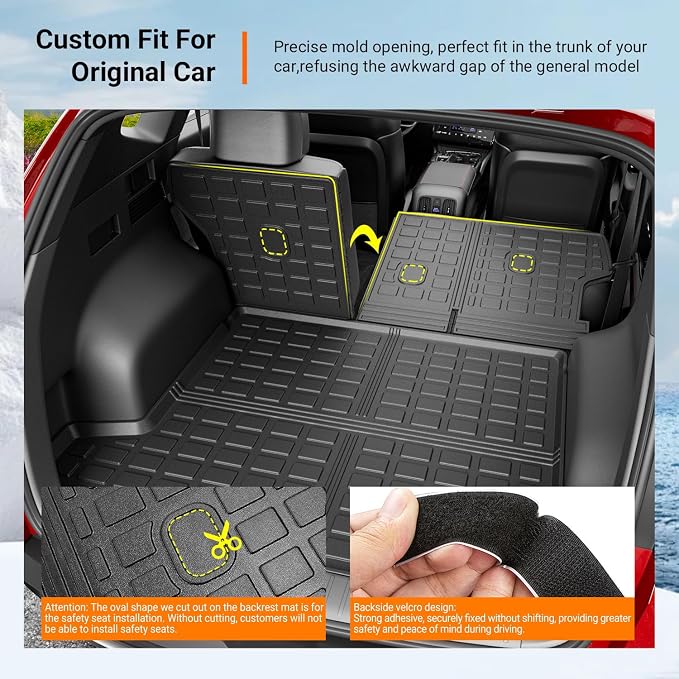 powoq Cargo Mat & Backrest Mats Compatible with 2022-2025 2026 Tucson | Cargo Liner TPE All Weather Protection Durable Replacement for 2022-2025 2026 Tucson Accessories (Trunk Mat+Backrest Mats) - Image 2