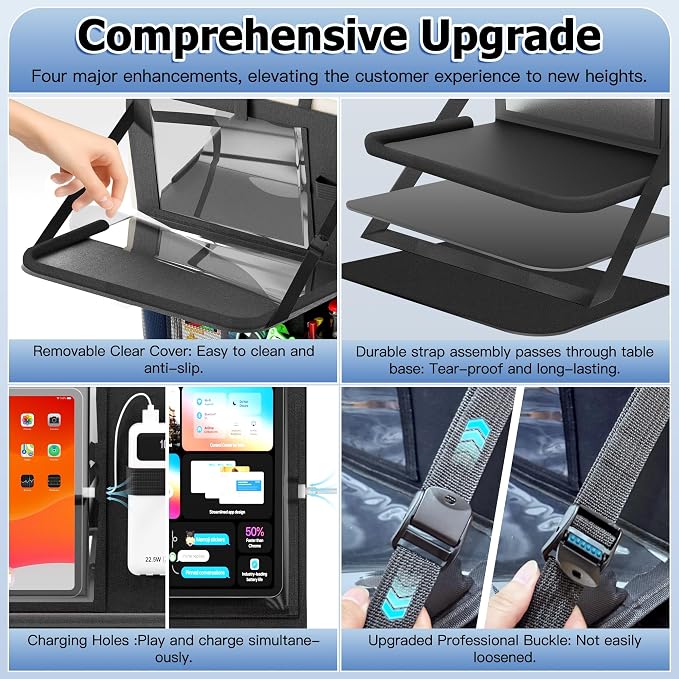 KaiCross Car Backseat Organizer with Table Holder,10 Storage Pockets Backseat Car Organizer and Storage with 600D Oxford Cloth,Travel Essentials,Kick Mats Back Seat Protector-2 Pack - Image 4