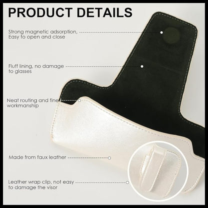 Sunglass Holder for Car Visor, Car Sunglasses Holder Leather, Eyeglasses Holder Glasses Storage Case Visor Accessories - Image 7